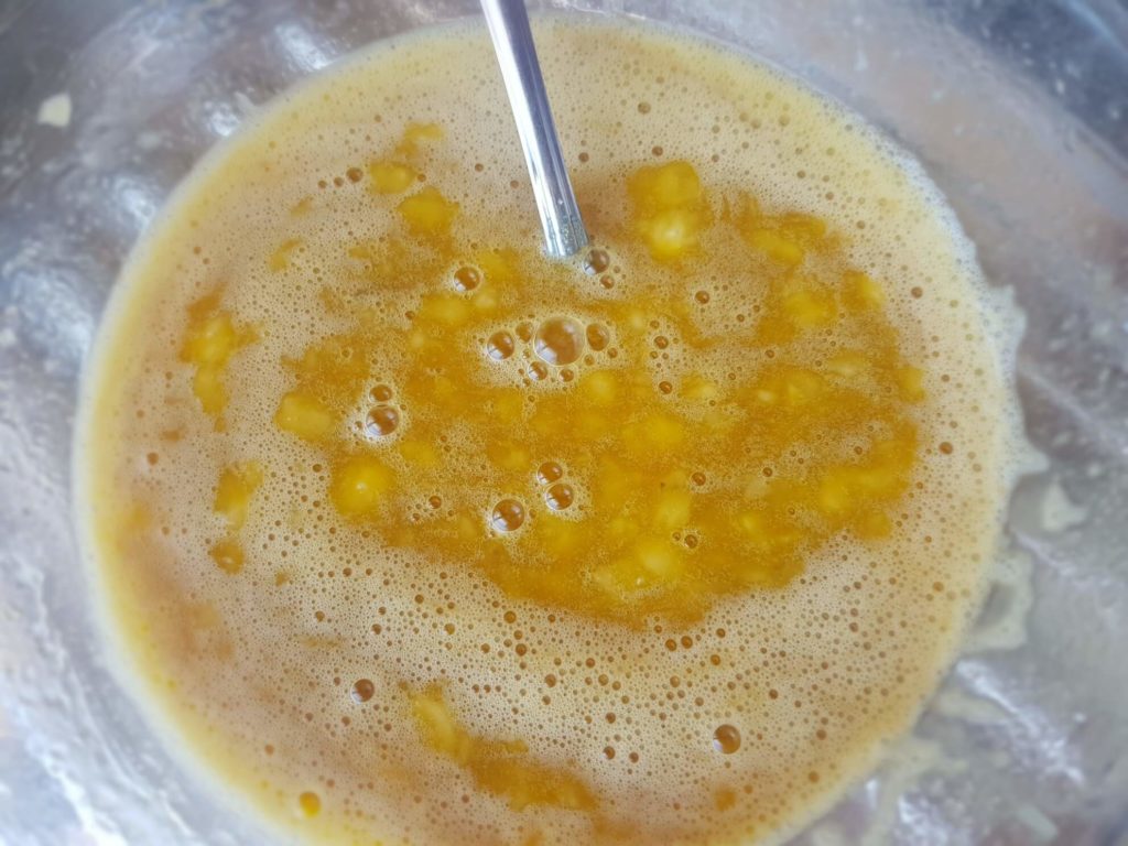 Wet ingredients for banana bread