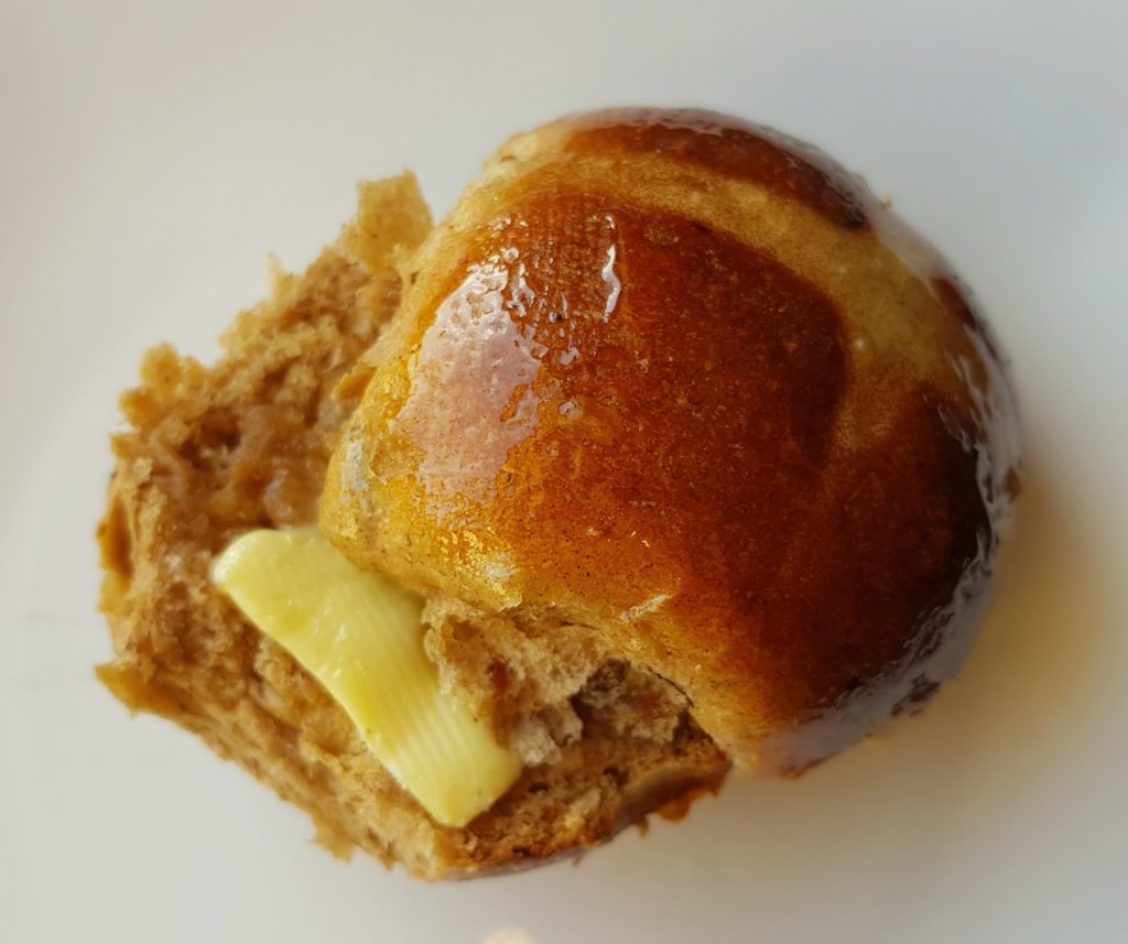 buttered hot cross bun