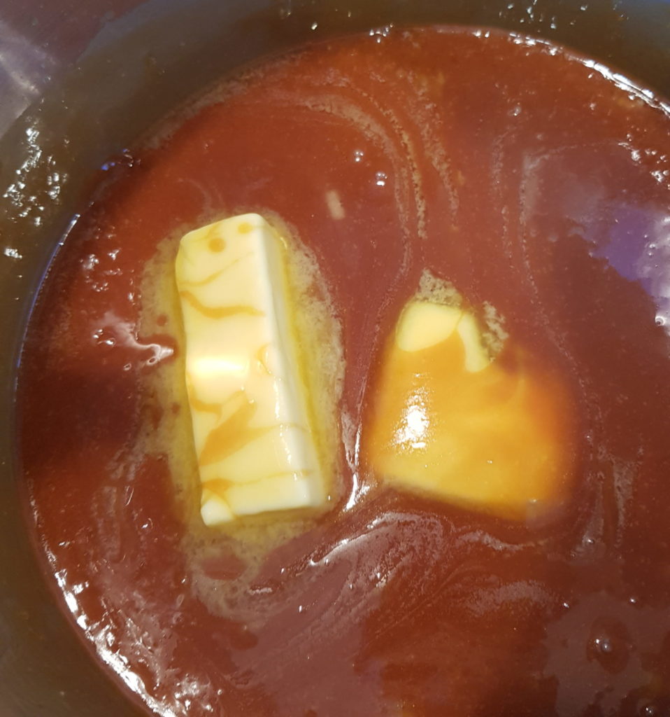 melting butter in caramel sauce